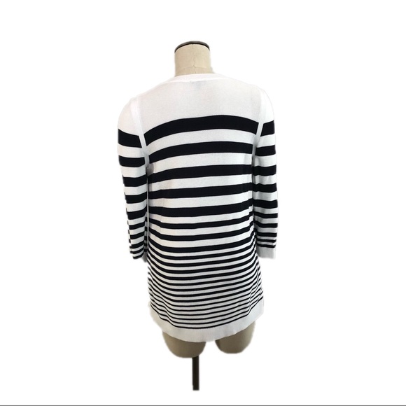 Talbots Sweater Lightweight Nautical Navy White Stripe Petite M EUC Long sleeve - Picture 3 of 10